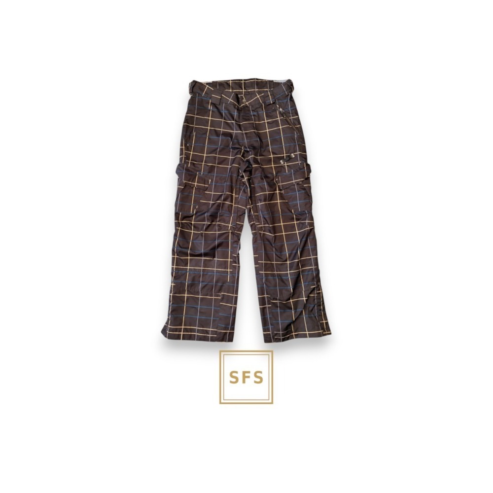 Vintage Sims Snowboards Y2K Grid Plaid Waterproof Cargo Ski Pants M